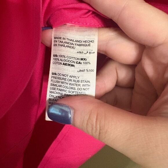 Chicos Pink Cotton No Iron Concealed Button Front Blouse 3/4 Sleeves Size 0/S/4 - Picture 5 of 6